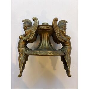 Antique Gilt Bronze Figural Lamp Base Winged Nike Warriors Empire Neoclassical